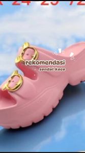 Sandal Anak Perempuan Sandal Wedges jibbitz Korean Terbaru Motif Strep Two Style Gesper