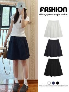 YAYANGREN | Navy Blue Casual Japanese Style Flared Mini Skirt