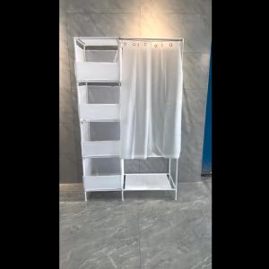 𝗦𝗜𝗠𝗣𝗟𝗘 DOUBLE LAYER Clothes Cabinet Coverable Wardrobe Organization Bedroom Storage Rack / Almari Rak Baju Bilik Tidur