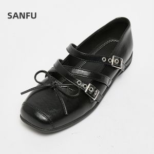 SANFU | Sweet & Cool Womens Shoes Metal Buckles Crossed Strap Square Toe