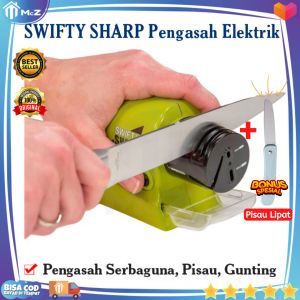 SWIFTY SHARP Alat Pengasah Pisau dan Gunting Hijau Bonus Pisau Lipat - Alat Pengasah Pisau Elektrik - Pengasah Pisau Portable - Pengasah Pisau Otomatis - Pengasah Gunting - Pengasah Pisau Modern Terbaik - Pengasahan Pisau Elektrik - BISA COD