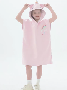 AquaPlay Diving Swimming Childrens Light Pink Unicorn Cloak Beach Water Absorption Hooded Bathrobe
