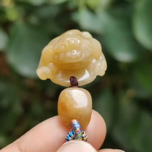 Just Arrived SG Local Seller - Yellow with Green patch Natural Type A Jadeite Jade crafted as Three Legs Toad Pendant certificate weighs 5.17 grams measurement 22 * 19.5 * 11.3 mm (pendant333)