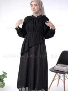 AFB - Rosaline Dress Ceruty Babydoll Gamis Polos Terbaru Serut Depan Size M L XL Wanita Muslim