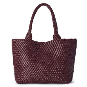 Woven Tote Bag for Women Soft Vegan Leather Hand-Woven Tote Handbag Underarm Bag with Purse Beach Shoulder Bags