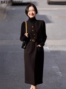 Black Tassel Trim Straight Tube Skirt Dress Womens Autumn Winter Fashion Basic House Polyester Fiber A-Line Mini Dress