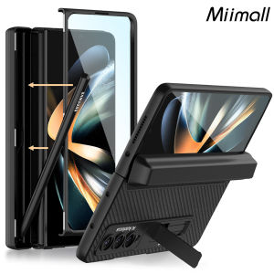 Miimall Compatible Samsung Galaxy Z Fold 4 Case with Hinge Protection Z Fold 4 5G Case with S-Pen Slot Z Fold 4 Screen Protector Kickstand PU Leather+PC Shell Ultra-thin Full Coverage Protective Case for Galaxy Z Fold 4 5G Cover
