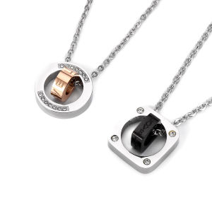 Valentines Day Gift GENANX Lightning Tide Brand Interlocking Ring Necklace Couples Titanium Steel Box Chain Jewelry