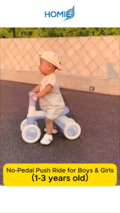 HOMIE 1-3 years Children Glide Balance Bike/Pedless Scooter/Four Wheel Slide Walker/In-Outdoor Play