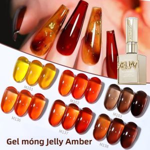 Bộ 6 Sơn Gel Móng Tay Màu Nâu Hổ Phách Trong Suốt Cao Cấp 15ml Dùng Được Với Đèn UV/LED Mùa Thu Đông Phổ Biến Bán Vĩnh Cửu