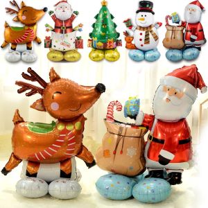 3D Lớn Giáng Sinh Đứng Bóng Bay Santa Claus Cây giáng sinh Người Tuyết Inflatable bóng tráng nhôm Năm Mới Đảng Trang Trí Nội Thất