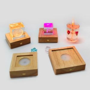 other | Table Lamp Base Mood Light Wood Square USB Rechargeable for Crystal Display Stand Bedroom Nightstand Living Room Decor Gift