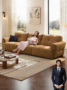 Mid-Century Straight Living Room Chenille Fabric Sofa