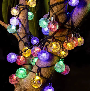 100 Đèn LED Năng Lượng Mặt Trời Với 12 Chế Độ Nhấp Nháy Bóng Pha Lê Hình Cầu Cho Trang Trí Sân Vườn Giáng Sinh Đám Cưới Ngày Lễ