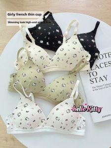 Hello Kitty Thin French Underwear Womens Small Chest Push up Comfort Girly Style Natural-looking Slim Looking Student Bra
