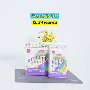 Deli Gel Crayon / Krayon 12 24 Warna Tidak Mengotori Tangan Bersertifikat Aman EC211