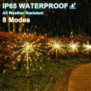 HOOPET | 1pc Solar Lamp Outdoor Grass Globe Dandelion Flash String Fairy Lights 90LEDs -420LEDs For Garden Lawn Holiday Light