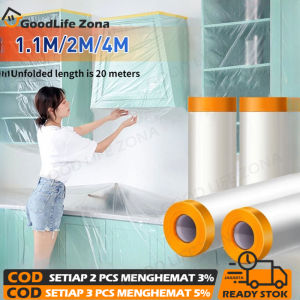 20M Masking Film Tape Furniture Car Protect Cover Plastic Film Barrier Plastik Furniture Plastik Bening Tebal Tutup Ranjang Sofa Mesin Plastik Serbaguna Tutup Furniture Penutup Pelindung Funitur Bungkus Barang Sofa Kasur Spring Bed Taplak Meja Lemari Baju