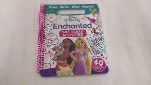 Disney Princess Wipe Clean Learning Activity Book with Pen for Kids to Draw & Play Enchanted Puzzles