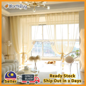 [1PC] Home Decor Sheer Curtain Window Screening Drapes Pinch Pleat (Hook) / Eyelet Curtain Langsir Jarang