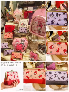 Japan Sanrio Kuromi Melody Fabric Kuromi Design Kiss Lock Coin Pouch cute girl coin purse small storage bag Card purse