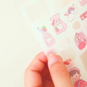 4PCS Cute Cartoon PET Sticker Pack Scrapbook Journal Diary Planner DIY Waterproof Decorative Sticker Aesthetic Kawaii Stationery