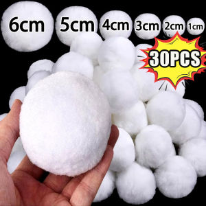 【Naitre】30PCS Christmas Snowball White Fur Ball Pompom Hairball Toys Xmas Tree Pendant Kids Wedding Home Decorations Accessories 1cm To 6cm