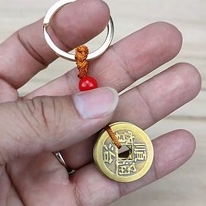 Móc Khóa Xu Ngũ Đế Hồ Lô Vàng Treo Móc Khóa Treo Balo Mang Ý Nghĩa Tài Lộc May Mắn