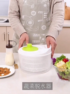 Keranixy 2 IN 1 Salad Spinner Wash Drain Basket Manual Salad Dehydrator Vegetable Colander 蔬菜脱水器