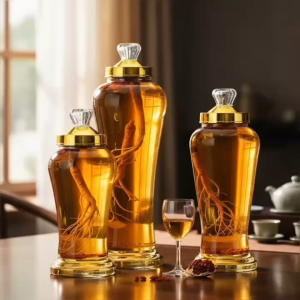 Bình Ngâm Rượu Thủy Tinh Đế Vàng Cao Cấp 3L/4L/5L - Nắp Kim Cương Kín Khí - Bình Đựng Rượu Sâm RS Sang Trọng