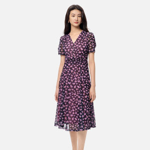 Koradior | Elegant Floral Tea Dress Sleeveless V-Neck