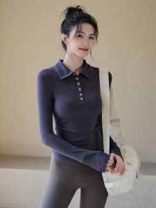 Womens Yoga Fitness Clothes Long Sleeve Collared Sport Top Slimming Design Pilates Training Sportswear Autumn New Arrival