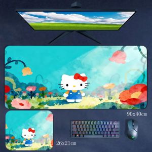 Sanrio | Miếng Lót Chuột Cao Su In Hình Hello Kitty Nhiều Kích Cỡ Chống Trơn Trượt Thời Trang Hình Cô Gái Hoạt Hình Quá Khổ Có Bảo Vệ Cổ Tay Dễ Thương Để Bàn