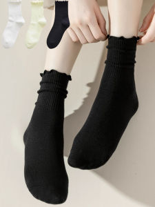 Cute Ruffle Socks for Women Japanese Soft Breathable Girls Short Socks Kawaii Solid Frilly Ruffle Socks Casual Sweet Socks