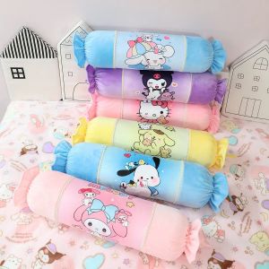 65cm Kawaii Sanrio Hello Kitty Kuromi My Melody Cinnamoroll Teddy Bear Long Column Plush Pillow Soft Stuffed Toy Lunch Break Cushion Sleep Anime Doll Gifts for Girls