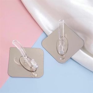 Nexlent Wall Hooks Hangers Self Adhesive Door Wall Hangers 6*6cm Kitchen Bathroom Organizer Holder