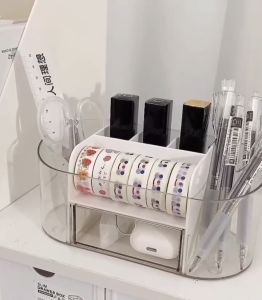 กล่องเก็บปากกา อะคริลิคใส แบบสามช่อง เรียบง่าย ปลีก/ส่ง EASYHOME E902