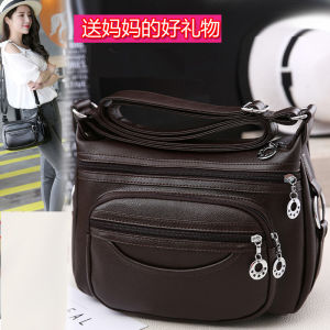 Large Capacity Soft Leather Crossbody Bag for Middle-Aged Women Single Shoulder Slant Back Pack Retro Artistic Style Casual Scene