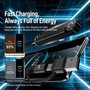 iLepo | 65W USB-A & 240W USB-C Fast Charging Built-In Phone Stand Foldable Hold Data Cable Super Fast Charger Elbow for iPhone 14-17