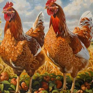 Tranh gà đại cát phú quý phong thủyTranh treo tường dán tường.CGI-964