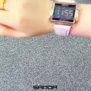 SANDA 6273 Students Electronic Watch Square Transparent Case Alarm Clock Multifunction Waterproof Sports Digital Watches for Man