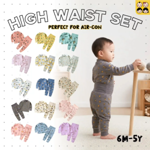 6m-5y Anti-Blanket Kicking High Waist Pajamas Set 100% Cotton Long Sleeve Warm Belly Newborn Baby Boy Baby Girl Kids