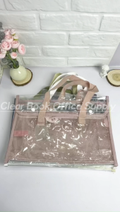 Long File Bag PVC Clear Bag Paper Storage Handbag Document Organizer File Case Office Student Supply