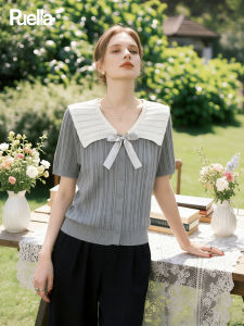 puella | Design Slim-fit Lace Hollow-out Knit Cardigan