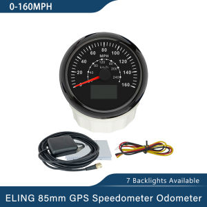 ELING 85mm GPS Speedometer KNOTS KM/H MPH Odometer with 7 Colors Backlight for Car Boat Motorcycle