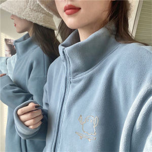 Fall and Winter Fleece-lined Super Warm Small Stove Thickened Ollie Velvet Turtleneck Zipper Sweater Cardigan Female Heattech Cardigan Coat Tide
