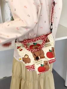 BG25 กระเป๋าถือ พร้อมที่ห้อย กระเป๋าสะพาย ผ้าเเคนวาส ดีไซน์ทันสมัย ลายน่ารัก กระเป๋ารูปสัตว์ แฟชั่น