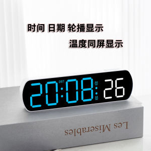 นาฬิกาแขวนจอ LED ขนาดใหญ่แบบดิจิตอล แบบเรียบง่าย พร้อมนาฬิกาจับเวลา สำหรับห้องนั่งเล่น เครื่องประดับตกแต่งบ้านสไตล์ยุโรป