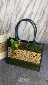 INDOPARCEL - Tas Hampers Lebaran Anyaman Pandan Kombinasi Anyaman Bambu Bungkus Kemasan Tas Kado Goodie Bag Hari Raya Idul Fitri Viral Terbaru