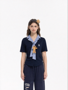 Cute 3D Bear Campus Style Summer New Polo Shirt